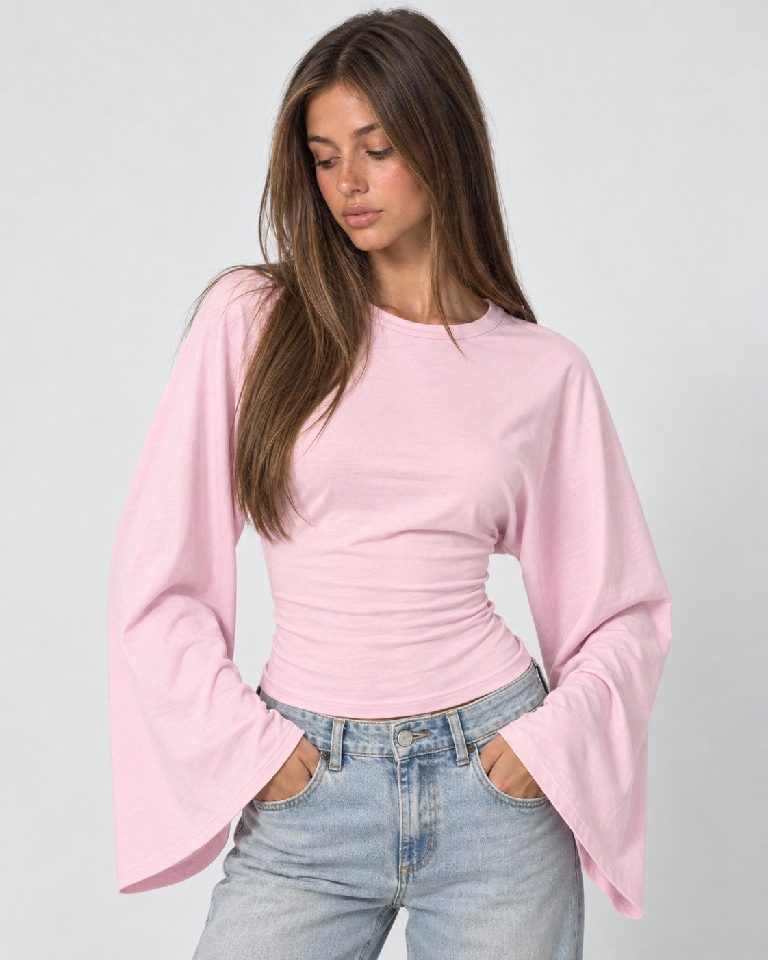 Wave Hello Ruched Bell-Sleeve Top – 25