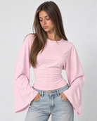 Wave Hello Ruched Bell-Sleeve Top – 25