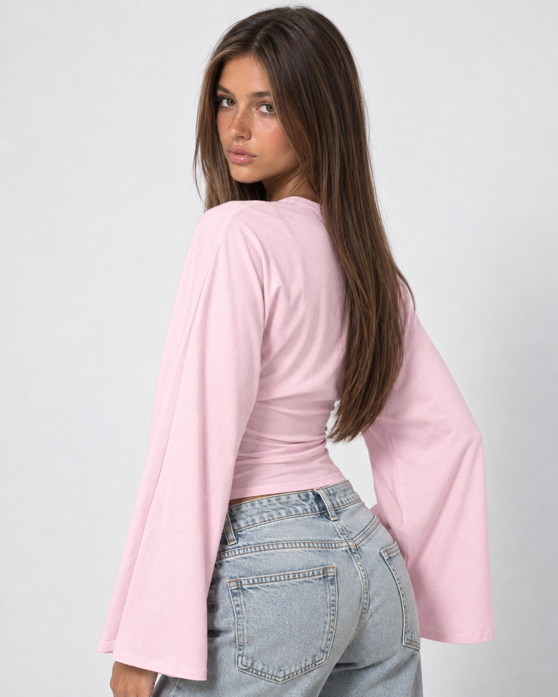 Wave Hello Ruched Bell-Sleeve Top – 26