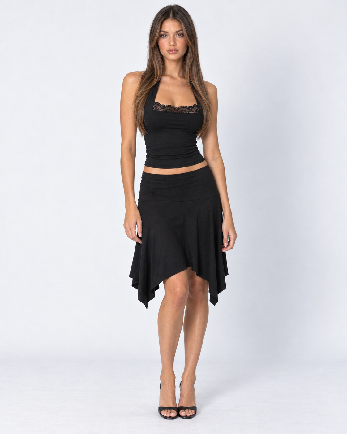 Peekaboo Lace Halter Skirt Set – 6