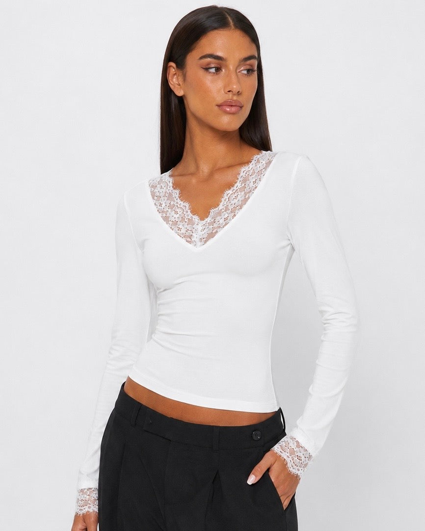Cuff Link Lace-Trim Top – 10
