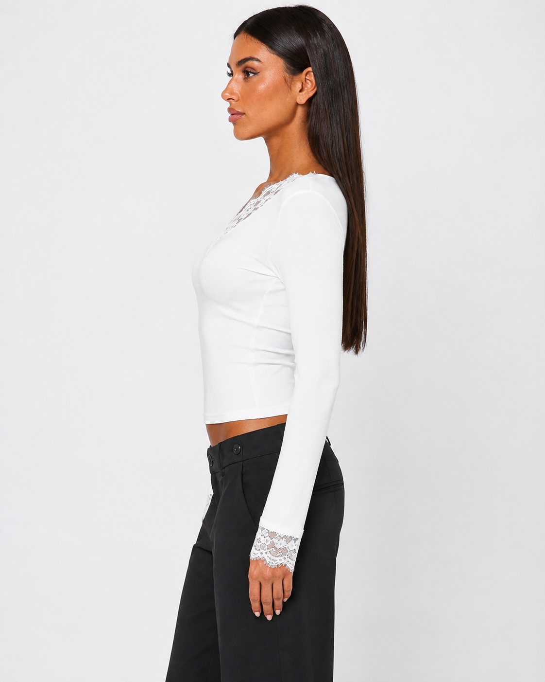 Cuff Link Lace-Trim Top – 11