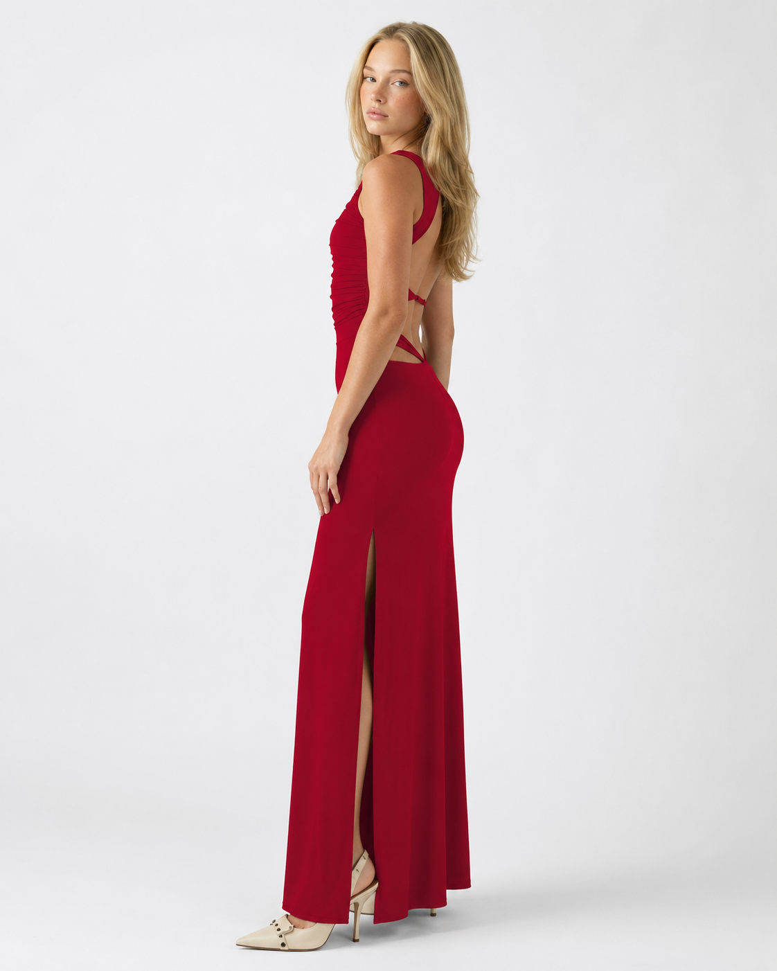 Exit Strategy Ruched Maxi Dress – 8